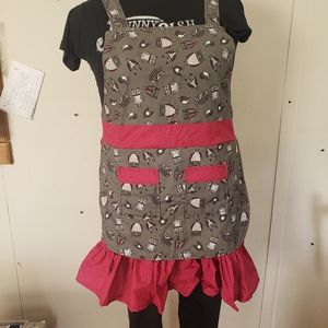 Pink Owl Ruffled Kitchen Apron